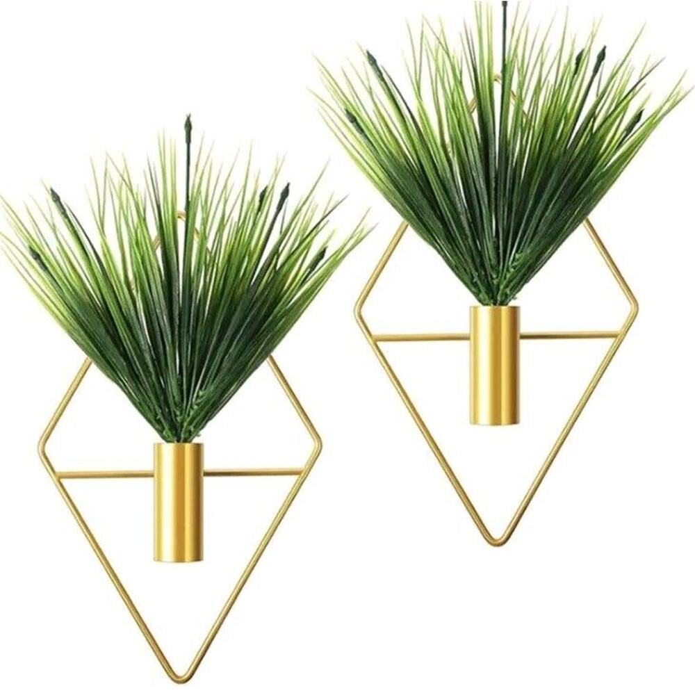 Wall Planter Hanging Vase Decorative Metal Wall Plant Holder (Set Of 2)